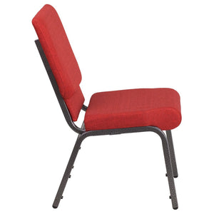 English Elm HERCULES 18.5''W Stacking Church Chair - Comfort, Durability, and Style for Any Event Setting Red Fabric/Silver Vein Frame FD-CH02185-SV-RED-GG