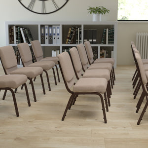 English Elm HERCULES Stacking Church Chair - Durable, Comfortable Seating for Events and Multi-Purpose Spaces Beige Fabric/Copper Vein Frame FD-CH0221-4-CV-BGE1-GG