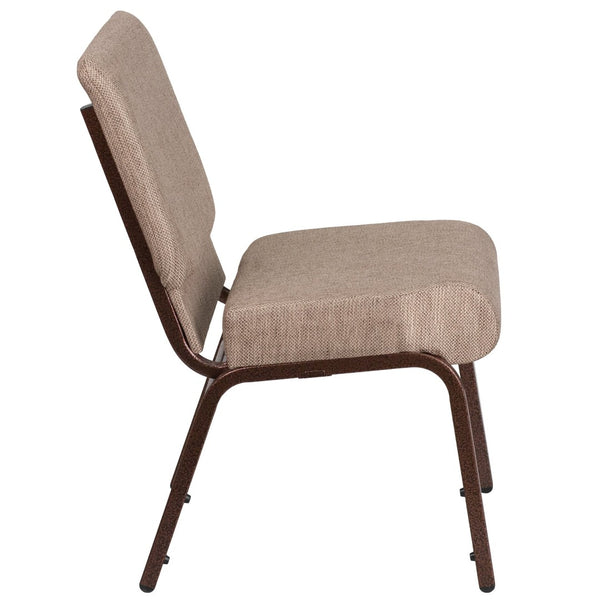 English Elm HERCULES Stacking Church Chair - Durable, Comfortable Seating for Events and Multi-Purpose Spaces Beige Fabric/Copper Vein Frame FD-CH0221-4-CV-BGE1-GG
