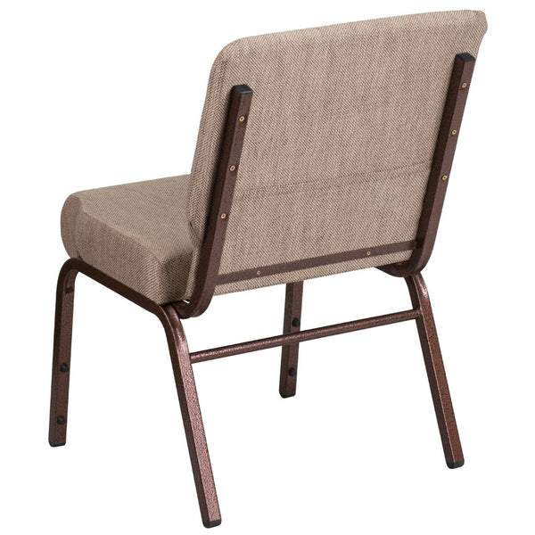 English Elm HERCULES Stacking Church Chair - Durable, Comfortable Seating for Events and Multi-Purpose Spaces Beige Fabric/Copper Vein Frame FD-CH0221-4-CV-BGE1-GG