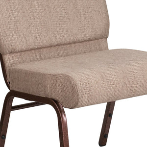 English Elm HERCULES Stacking Church Chair - Durable, Comfortable Seating for Events and Multi-Purpose Spaces Beige Fabric/Copper Vein Frame FD-CH0221-4-CV-BGE1-GG