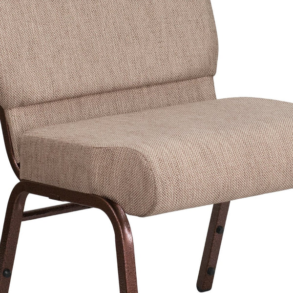English Elm HERCULES Stacking Church Chair - Durable, Comfortable Seating for Events and Multi-Purpose Spaces Beige Fabric/Copper Vein Frame FD-CH0221-4-CV-BGE1-GG