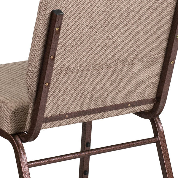 English Elm HERCULES Stacking Church Chair - Durable, Comfortable Seating for Events and Multi-Purpose Spaces Beige Fabric/Copper Vein Frame FD-CH0221-4-CV-BGE1-GG