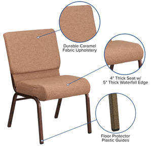 English Elm HERCULES Stacking Church Chair - Durable, Comfortable Seating for Events and Multi-Purpose Spaces Caramel Fabric/Copper Vein Frame FD-CH0221-4-CV-BN-GG