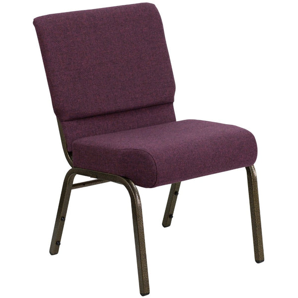 English Elm HERCULES Stacking Church Chair - Durable, Comfortable Seating for Events and Multi-Purpose Spaces Plum Fabric/Gold Vein Frame FD-CH0221-4-GV-005-GG