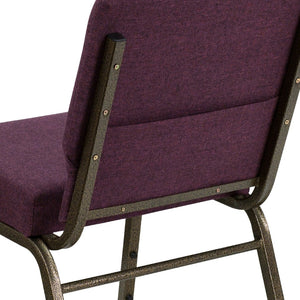 English Elm HERCULES Stacking Church Chair - Durable, Comfortable Seating for Events and Multi-Purpose Spaces Plum Fabric/Gold Vein Frame FD-CH0221-4-GV-005-GG