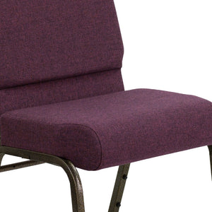 English Elm HERCULES Stacking Church Chair - Durable, Comfortable Seating for Events and Multi-Purpose Spaces Plum Fabric/Gold Vein Frame FD-CH0221-4-GV-005-GG