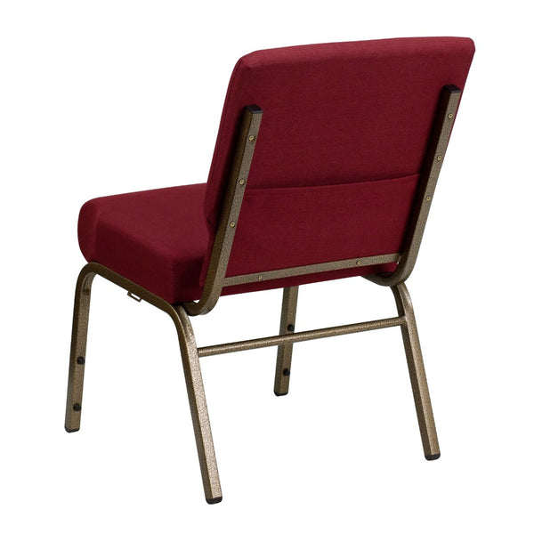 English Elm HERCULES Stacking Church Chair - Durable, Comfortable Seating for Events and Multi-Purpose Spaces Burgundy Fabric/Gold Vein Frame FD-CH0221-4-GV-3169-GG