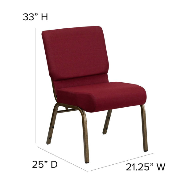 English Elm HERCULES Stacking Church Chair - Durable, Comfortable Seating for Events and Multi-Purpose Spaces Burgundy Fabric/Gold Vein Frame FD-CH0221-4-GV-3169-GG