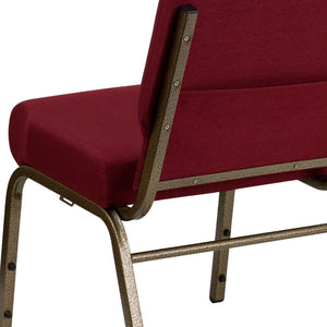 English Elm HERCULES Stacking Church Chair - Durable, Comfortable Seating for Events and Multi-Purpose Spaces Burgundy Fabric/Gold Vein Frame FD-CH0221-4-GV-3169-GG