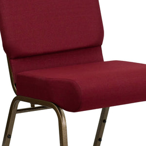 English Elm HERCULES Stacking Church Chair - Durable, Comfortable Seating for Events and Multi-Purpose Spaces Burgundy Fabric/Gold Vein Frame FD-CH0221-4-GV-3169-GG