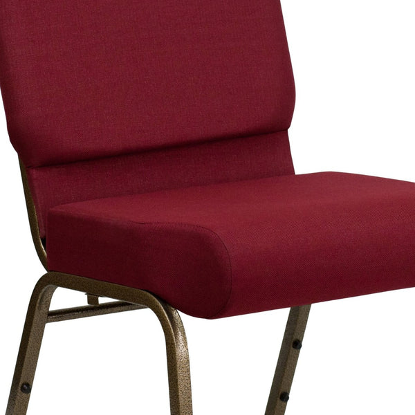 English Elm HERCULES Stacking Church Chair - Durable, Comfortable Seating for Events and Multi-Purpose Spaces Burgundy Fabric/Gold Vein Frame FD-CH0221-4-GV-3169-GG