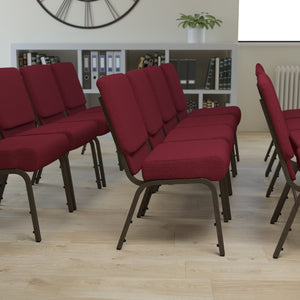 English Elm HERCULES Stacking Church Chair - Durable, Comfortable Seating for Events and Multi-Purpose Spaces Burgundy Fabric/Gold Vein Frame FD-CH0221-4-GV-3169-GG