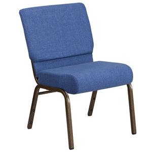 English Elm HERCULES Stacking Church Chair - Durable, Comfortable Seating for Events and Multi-Purpose Spaces Blue Fabric/Gold Vein Frame FD-CH0221-4-GV-BLUE-GG