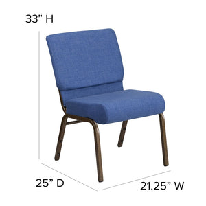English Elm HERCULES Stacking Church Chair - Durable, Comfortable Seating for Events and Multi-Purpose Spaces Blue Fabric/Gold Vein Frame FD-CH0221-4-GV-BLUE-GG