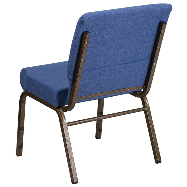 English Elm HERCULES Stacking Church Chair - Durable, Comfortable Seating for Events and Multi-Purpose Spaces Blue Fabric/Gold Vein Frame FD-CH0221-4-GV-BLUE-GG