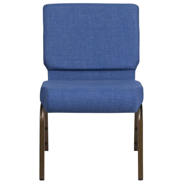English Elm HERCULES Stacking Church Chair - Durable, Comfortable Seating for Events and Multi-Purpose Spaces Blue Fabric/Gold Vein Frame FD-CH0221-4-GV-BLUE-GG