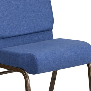 English Elm HERCULES Stacking Church Chair - Durable, Comfortable Seating for Events and Multi-Purpose Spaces Blue Fabric/Gold Vein Frame FD-CH0221-4-GV-BLUE-GG