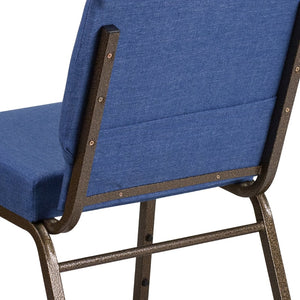 English Elm HERCULES Stacking Church Chair - Durable, Comfortable Seating for Events and Multi-Purpose Spaces Blue Fabric/Gold Vein Frame FD-CH0221-4-GV-BLUE-GG