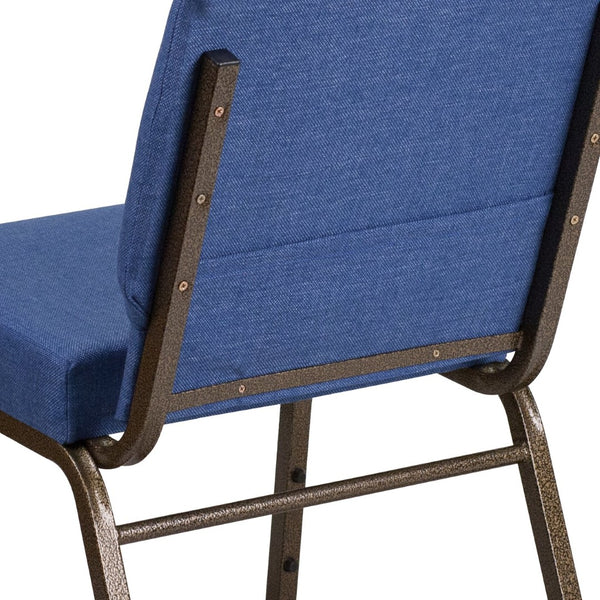 English Elm HERCULES Stacking Church Chair - Durable, Comfortable Seating for Events and Multi-Purpose Spaces Blue Fabric/Gold Vein Frame FD-CH0221-4-GV-BLUE-GG