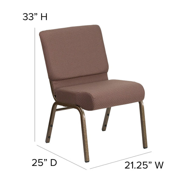 English Elm HERCULES Stacking Church Chair - Durable, Comfortable Seating for Events and Multi-Purpose Spaces Brown Dot Fabric/Gold Vein Frame FD-CH0221-4-GV-BNDOT-GG