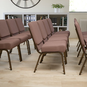 English Elm HERCULES Stacking Church Chair - Durable, Comfortable Seating for Events and Multi-Purpose Spaces Brown Dot Fabric/Gold Vein Frame FD-CH0221-4-GV-BNDOT-GG