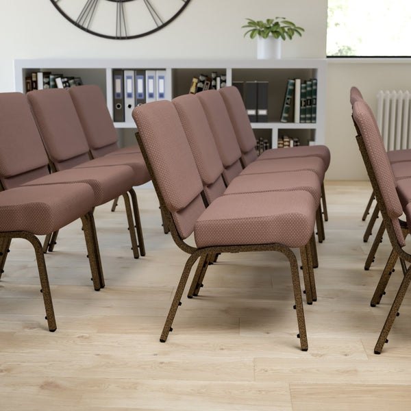 English Elm HERCULES Stacking Church Chair - Durable, Comfortable Seating for Events and Multi-Purpose Spaces Brown Dot Fabric/Gold Vein Frame FD-CH0221-4-GV-BNDOT-GG