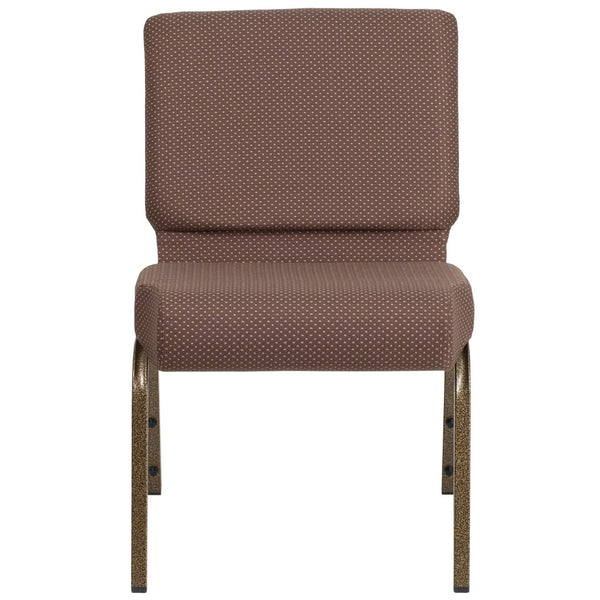 English Elm HERCULES Stacking Church Chair - Durable, Comfortable Seating for Events and Multi-Purpose Spaces Brown Dot Fabric/Gold Vein Frame FD-CH0221-4-GV-BNDOT-GG