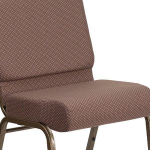 English Elm HERCULES Stacking Church Chair - Durable, Comfortable Seating for Events and Multi-Purpose Spaces Brown Dot Fabric/Gold Vein Frame FD-CH0221-4-GV-BNDOT-GG