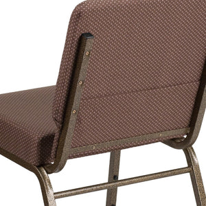 English Elm HERCULES Stacking Church Chair - Durable, Comfortable Seating for Events and Multi-Purpose Spaces Brown Dot Fabric/Gold Vein Frame FD-CH0221-4-GV-BNDOT-GG