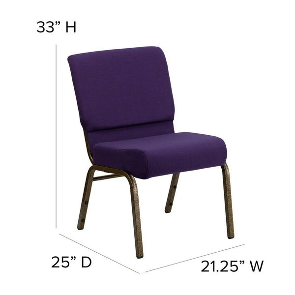 English Elm HERCULES Stacking Church Chair - Durable, Comfortable Seating for Events and Multi-Purpose Spaces Royal Purple Fabric/Gold Vein Frame FD-CH0221-4-GV-ROY-GG