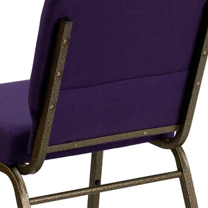 English Elm HERCULES Stacking Church Chair - Durable, Comfortable Seating for Events and Multi-Purpose Spaces Royal Purple Fabric/Gold Vein Frame FD-CH0221-4-GV-ROY-GG