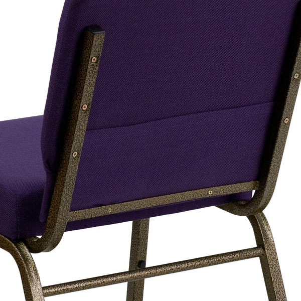 English Elm HERCULES Stacking Church Chair - Durable, Comfortable Seating for Events and Multi-Purpose Spaces Royal Purple Fabric/Gold Vein Frame FD-CH0221-4-GV-ROY-GG