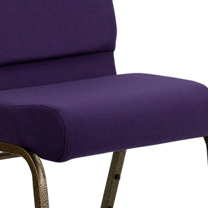 English Elm HERCULES Stacking Church Chair - Durable, Comfortable Seating for Events and Multi-Purpose Spaces Royal Purple Fabric/Gold Vein Frame FD-CH0221-4-GV-ROY-GG