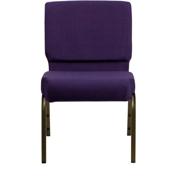 English Elm HERCULES Stacking Church Chair - Durable, Comfortable Seating for Events and Multi-Purpose Spaces Royal Purple Fabric/Gold Vein Frame FD-CH0221-4-GV-ROY-GG