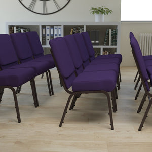 English Elm HERCULES Stacking Church Chair - Durable, Comfortable Seating for Events and Multi-Purpose Spaces Royal Purple Fabric/Gold Vein Frame FD-CH0221-4-GV-ROY-GG