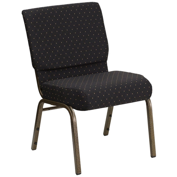 English Elm HERCULES Stacking Church Chair - Durable, Comfortable Seating for Events and Multi-Purpose Spaces Black Dot Patterned Fabric/Gold Vein Frame FD-CH0221-4-GV-S0806-GG