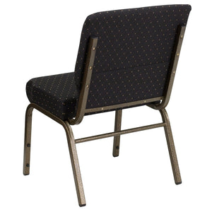 English Elm HERCULES Stacking Church Chair - Durable, Comfortable Seating for Events and Multi-Purpose Spaces Black Dot Patterned Fabric/Gold Vein Frame FD-CH0221-4-GV-S0806-GG