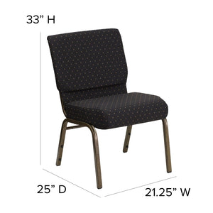 English Elm HERCULES Stacking Church Chair - Durable, Comfortable Seating for Events and Multi-Purpose Spaces Black Dot Patterned Fabric/Gold Vein Frame FD-CH0221-4-GV-S0806-GG