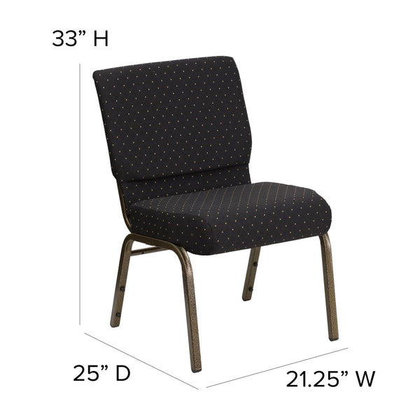 English Elm HERCULES Stacking Church Chair - Durable, Comfortable Seating for Events and Multi-Purpose Spaces Black Dot Patterned Fabric/Gold Vein Frame FD-CH0221-4-GV-S0806-GG