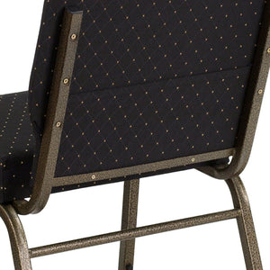 English Elm HERCULES Stacking Church Chair - Durable, Comfortable Seating for Events and Multi-Purpose Spaces Black Dot Patterned Fabric/Gold Vein Frame FD-CH0221-4-GV-S0806-GG