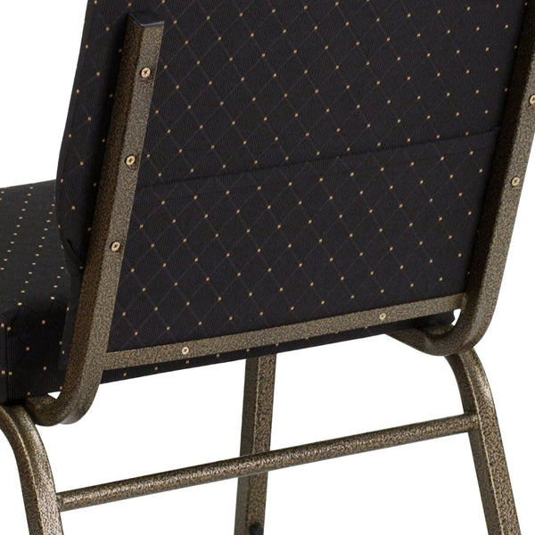 English Elm HERCULES Stacking Church Chair - Durable, Comfortable Seating for Events and Multi-Purpose Spaces Black Dot Patterned Fabric/Gold Vein Frame FD-CH0221-4-GV-S0806-GG