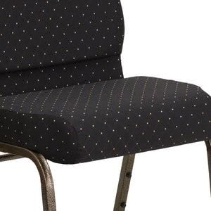 English Elm HERCULES Stacking Church Chair - Durable, Comfortable Seating for Events and Multi-Purpose Spaces Black Dot Patterned Fabric/Gold Vein Frame FD-CH0221-4-GV-S0806-GG