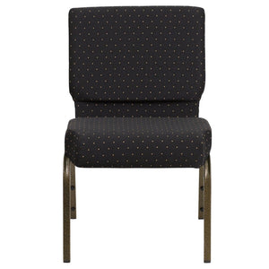 English Elm HERCULES Stacking Church Chair - Durable, Comfortable Seating for Events and Multi-Purpose Spaces Black Dot Patterned Fabric/Gold Vein Frame FD-CH0221-4-GV-S0806-GG