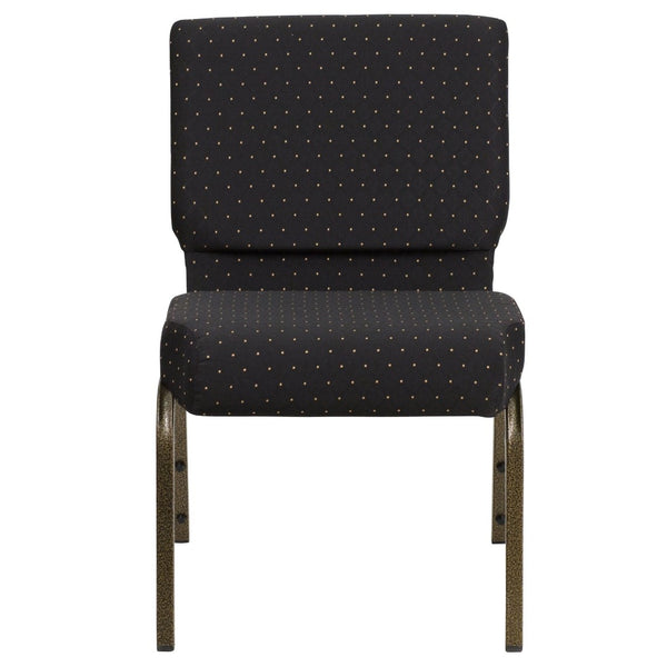 English Elm HERCULES Stacking Church Chair - Durable, Comfortable Seating for Events and Multi-Purpose Spaces Black Dot Patterned Fabric/Gold Vein Frame FD-CH0221-4-GV-S0806-GG