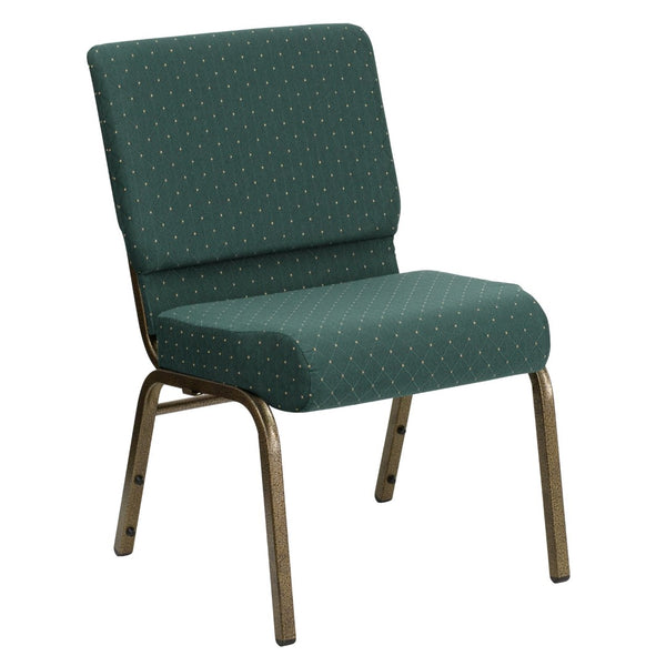 English Elm HERCULES Stacking Church Chair - Durable, Comfortable Seating for Events and Multi-Purpose Spaces Hunter Green Dot Patterned Fabric/Gold Vein Frame FD-CH0221-4-GV-S0808-GG