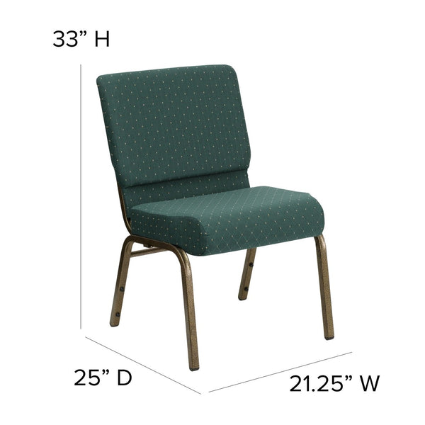 English Elm HERCULES Stacking Church Chair - Durable, Comfortable Seating for Events and Multi-Purpose Spaces Hunter Green Dot Patterned Fabric/Gold Vein Frame FD-CH0221-4-GV-S0808-GG