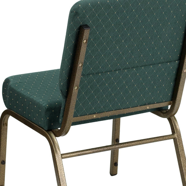 English Elm HERCULES Stacking Church Chair - Durable, Comfortable Seating for Events and Multi-Purpose Spaces Hunter Green Dot Patterned Fabric/Gold Vein Frame FD-CH0221-4-GV-S0808-GG