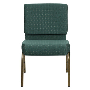 English Elm HERCULES Stacking Church Chair - Durable, Comfortable Seating for Events and Multi-Purpose Spaces Hunter Green Dot Patterned Fabric/Gold Vein Frame FD-CH0221-4-GV-S0808-GG