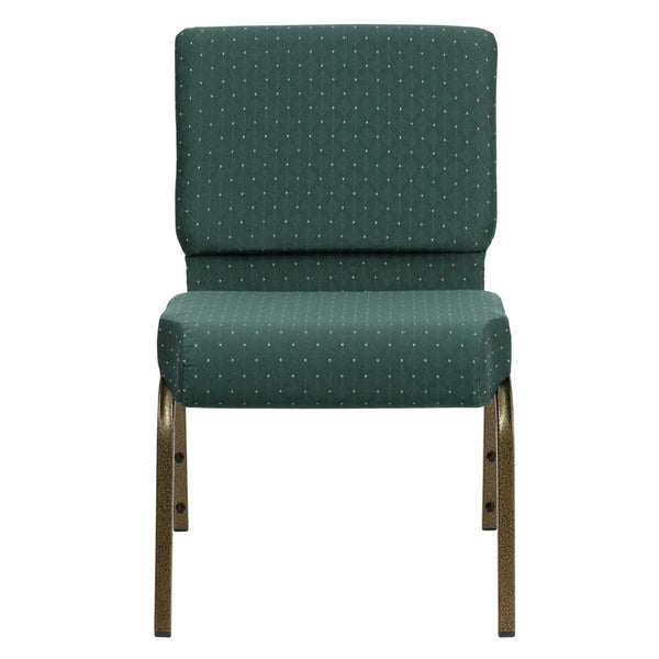 English Elm HERCULES Stacking Church Chair - Durable, Comfortable Seating for Events and Multi-Purpose Spaces Hunter Green Dot Patterned Fabric/Gold Vein Frame FD-CH0221-4-GV-S0808-GG